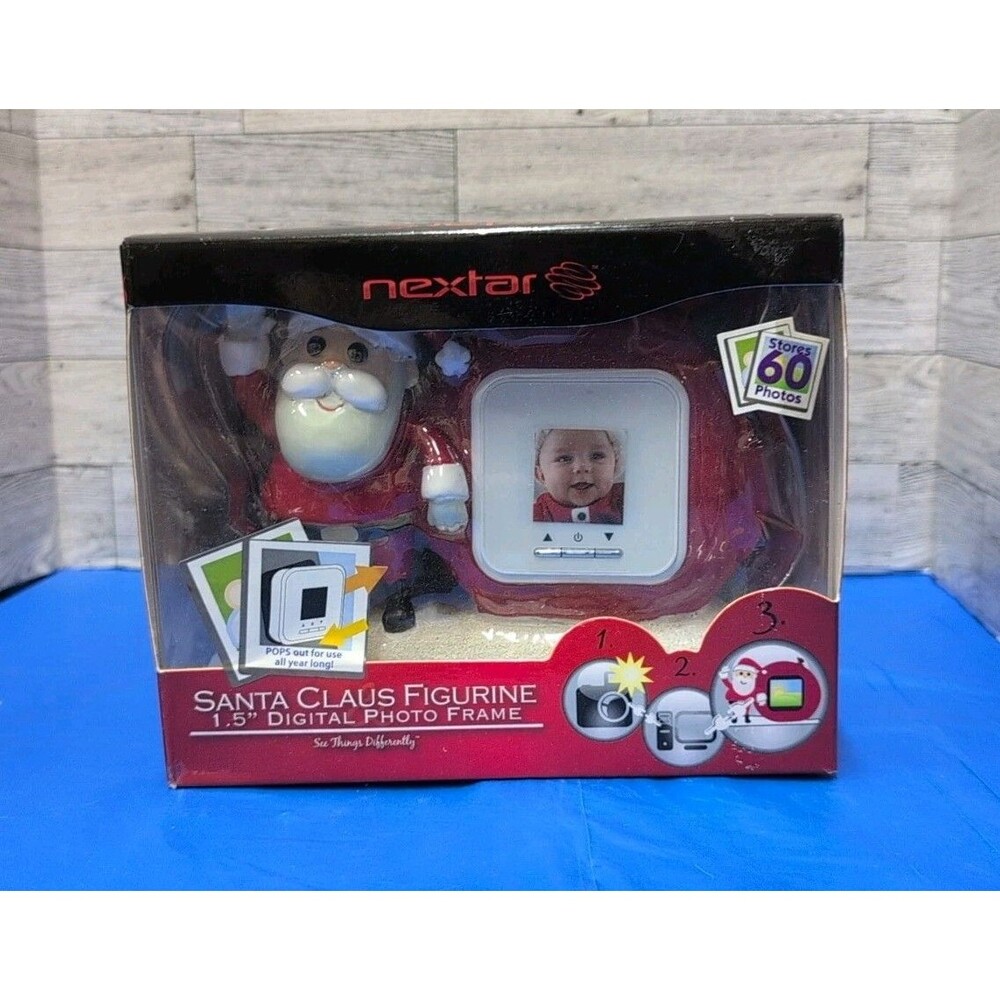 Nextar Santa 1.5" Digital Clock and  Photo Frame 60 Photos NIB 2005
